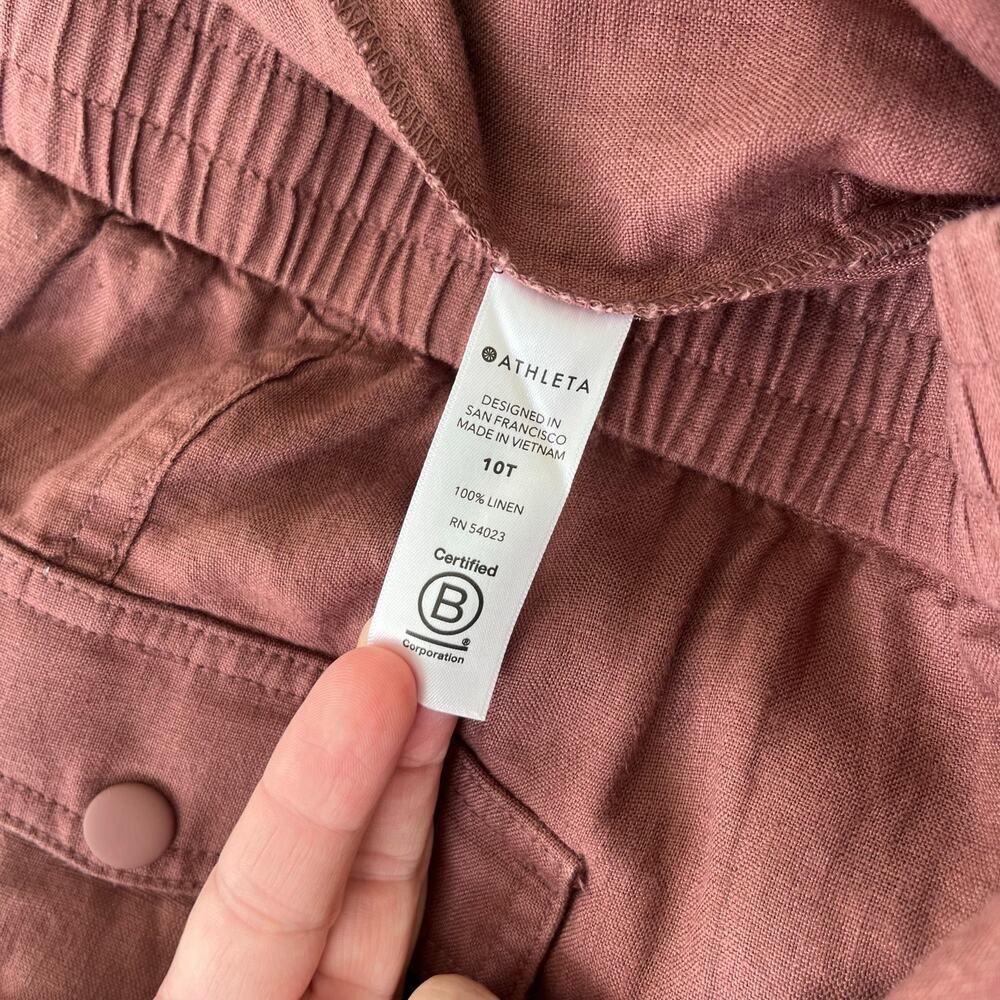 Athleta NWT Cabo Retreat Linen Hearth Rose Pink Pant Size 10 Tall - Picture 12 of 13